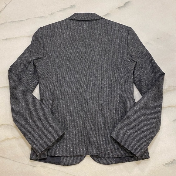 Benetton Wool Blazer Size XS 40 Gray Black Wool Silk Button Closure - Picture 12 of 13
